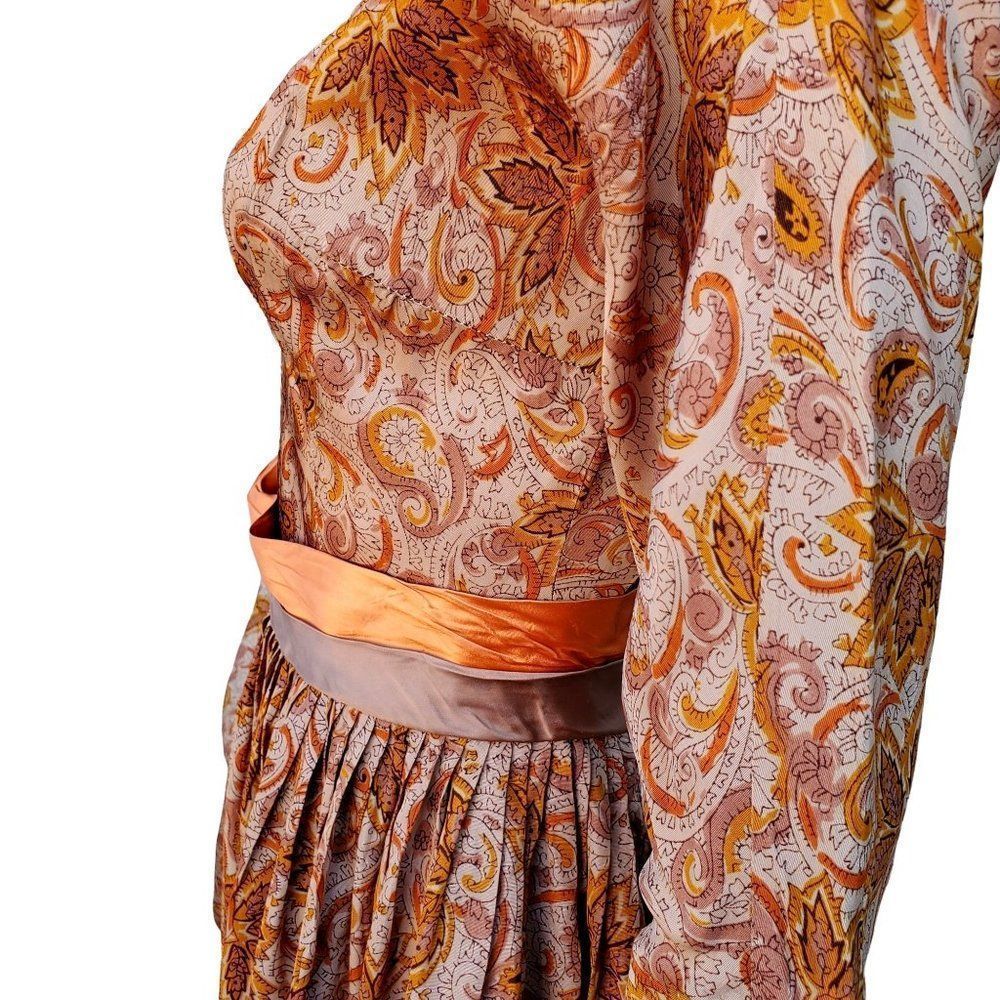 50s Dress Acetate Fall Colors Rockabilly Pin Up Women XS - Picture 8 of 12